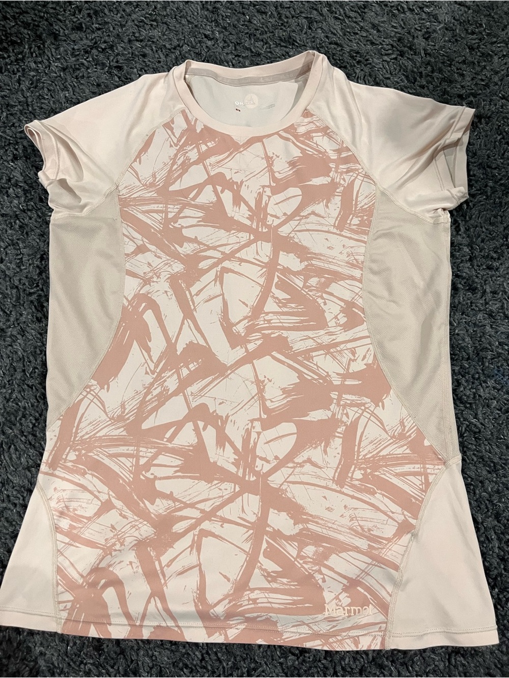 Marmot Women’s Crystal Pink Abstract Short-Sleeve Performance Top Medium